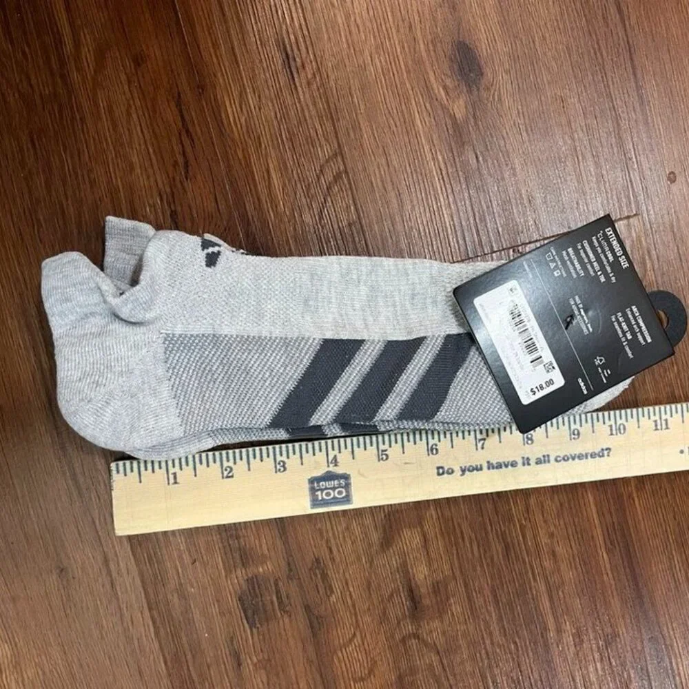 Adidas AllDay No Show Socks 3-Pair Gray/White Sz 12–16 NWT Stocking Stuffer